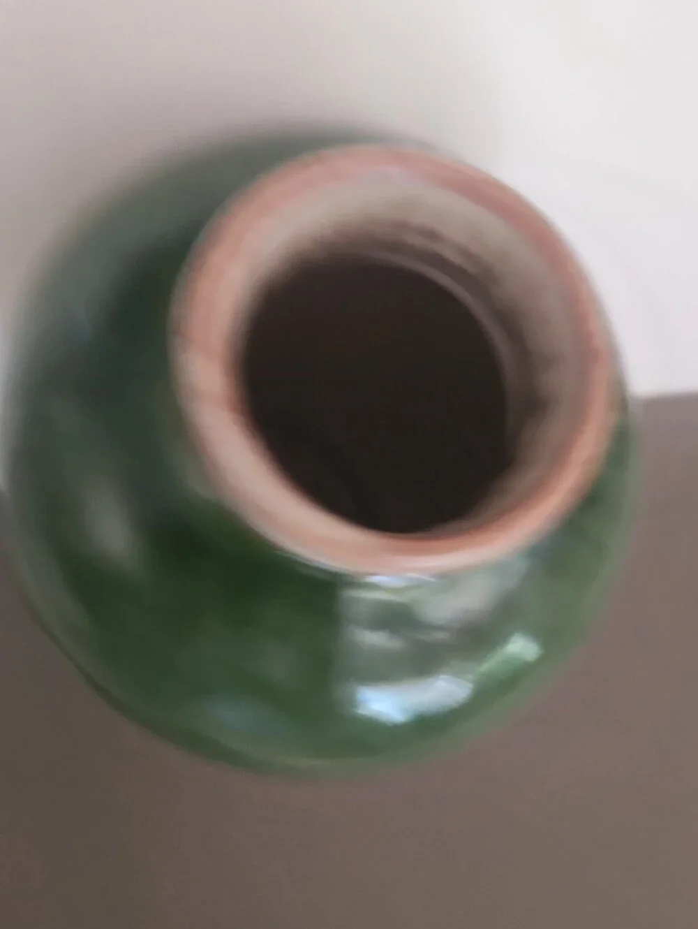 Green Ceramic Vase with Floral Relief